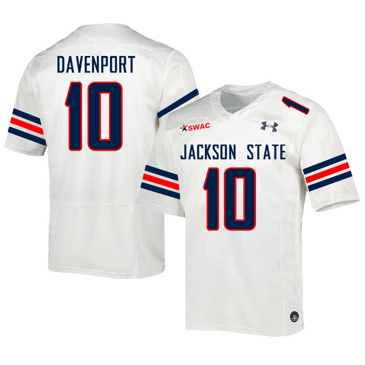 Jackson State Tigers #10 Donerio Davenport College Football Jerseys,Uniforms-White